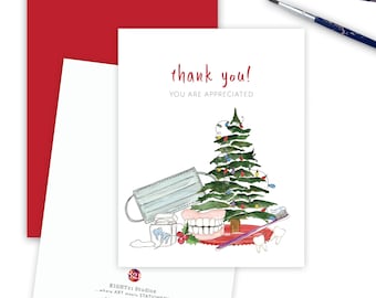 Dentist, Orthodontist or Dental Hygienist Christmas Card, Thank You Appreciation Worker, Holiday Gratitude Thank You for all You Do Holiday