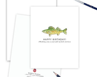 Fishing Birthday Card for Him, Fish Stories Birthday Greeting Card,  Happy Birthday Card for Dad, Gone Fishing Card for Husband Fisherman