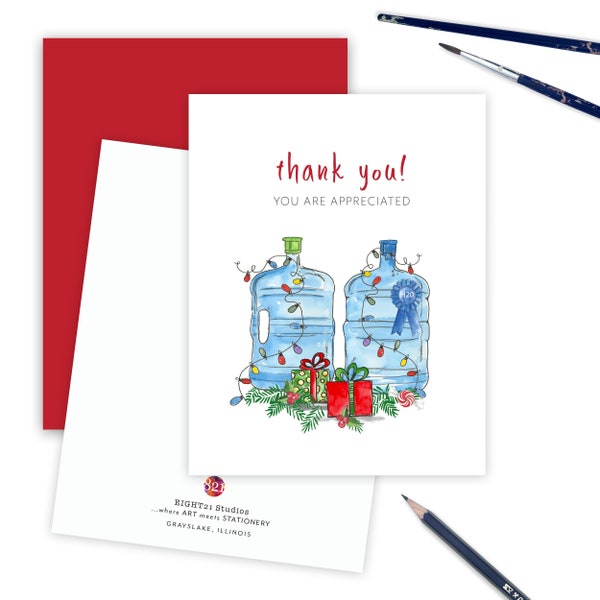 Bottled Water Delivery Driver, You Are Appreciated Service Thank You, Appreciation Christmas Card, Water Delivery Driver Thank You Card