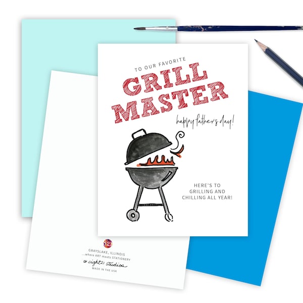 Happy Father's Day Card, The Grill Master Dad, Grilling Dad Card, Father's Day Greeting, Father's Day Card, Father's Day Pun Card for Dad