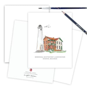 Kenosha Southport Lighthouse Greeting Card, Lighthouse Lovers Card, Historical Light House Stationery Wisconsin Lighthouse