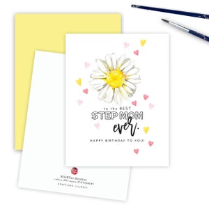 Step Mom Card, Greeting Card, Happy Birthday Card, Floral Card for Step Mom, Bonus Mother, Stepmom Happy Birthday Card, Best Step Mom Ever