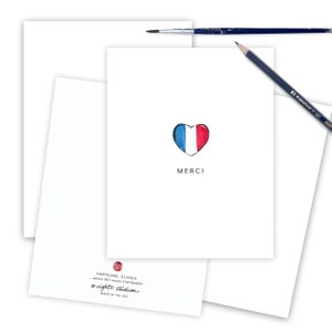 Merci Greeting Card, Paris France Flag Card, Thank You Card French, French Lover Note Card, Parisian Greeting Card, I Love Paris Card