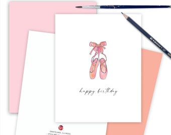 Ballet Birthday Card for Kids, Birthday Greeting Card for Ballerina, Pink Ballet Shoes Happy Birthday for Girls, Cute Girls Card BALHB