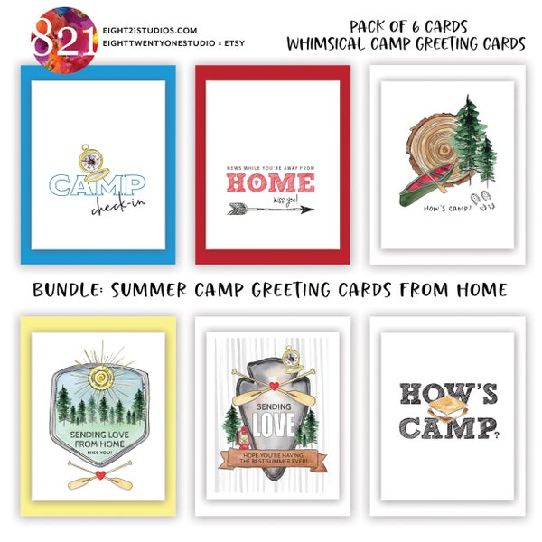 Bundle Set Greeting Card for Kids Camp, A Note from Home, Summer Camper Card Set, Cute Card for Kids, Sleep Away Camp Cards from Parents