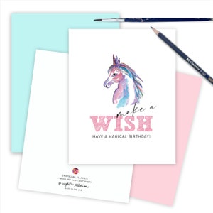 Unicorn Birthday Card for Kids, Birthday Unicorn Greeting Card, Unicorn Lover Happy Birthday for Girls, Rainbow Unicorn Girls Card UNIHB