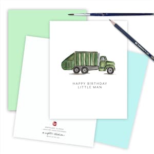 Garbage Truck Birthday Card for Him, Boys Truck Birthday Greeting Card, Construction Lover Happy Birthday Card, Boys Birthday GARB