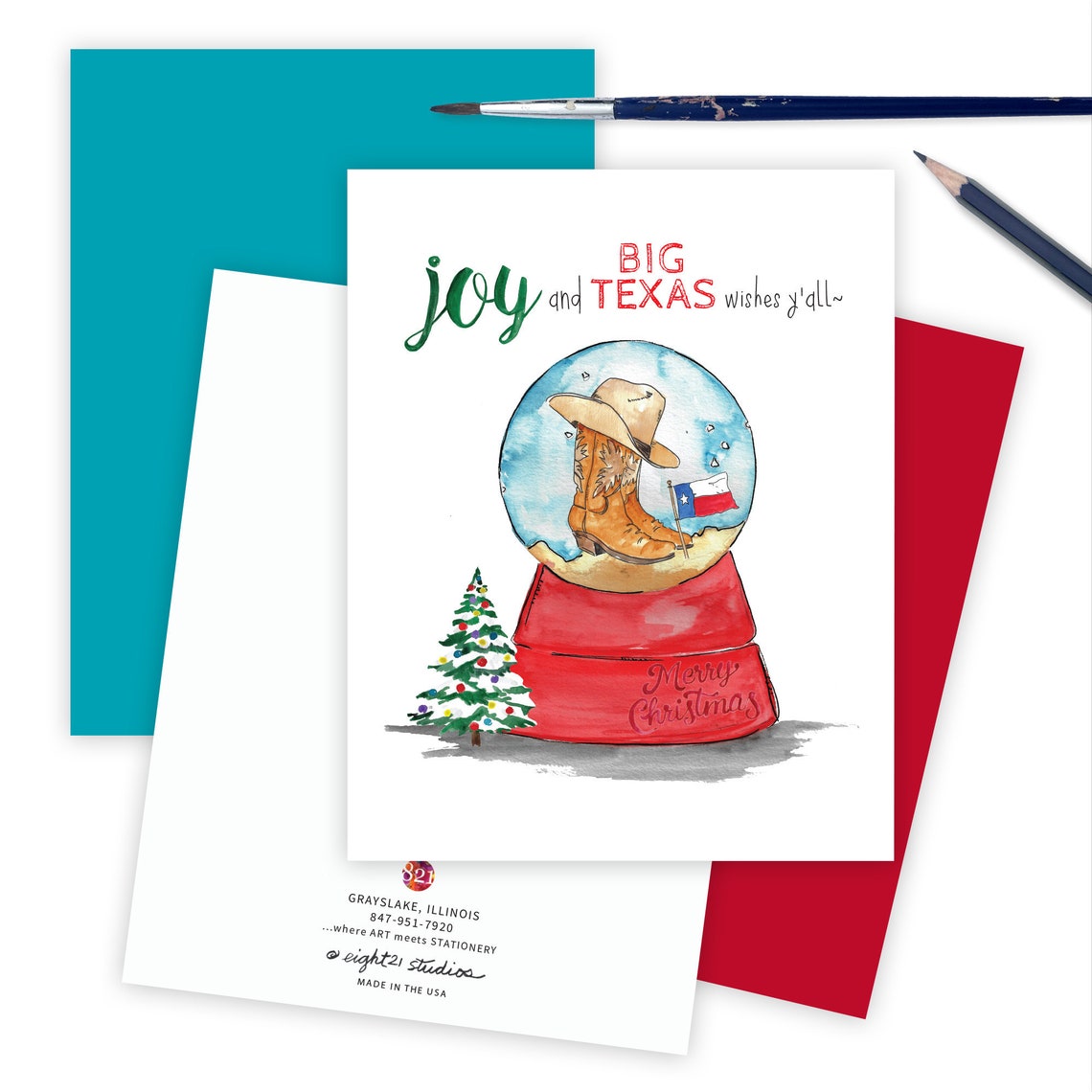 Texas Personalized Christmas Cards Texas Cards Custom Etsy