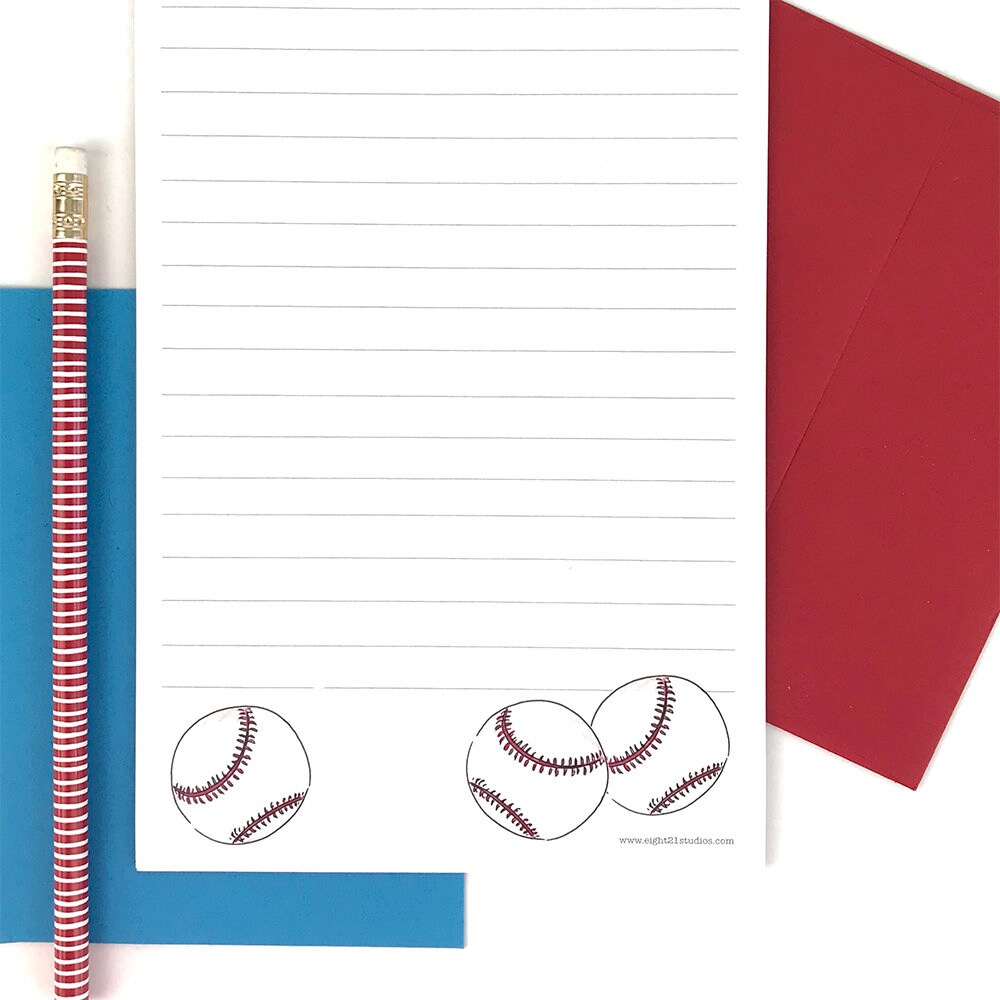 Baseball Stationery Letter Sheets Kids Personalized | Etsy