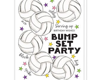 Volleyball Birthday Card, Volleyball Gifts Birthday Cards for Teens, Volleyball Sports Greeting Card, Coach Birthday Gift, Bump Set Spike