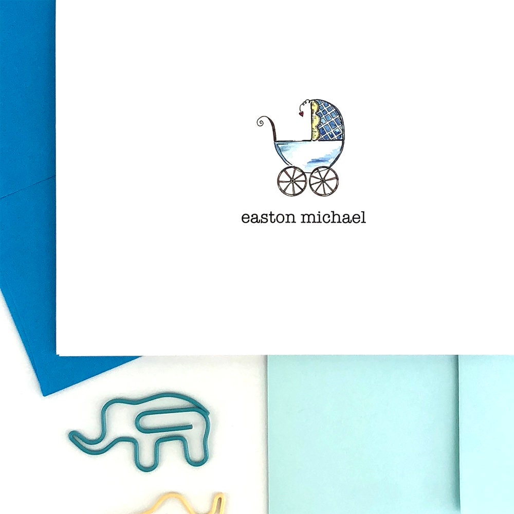 Baby Boy Announcement Thank You Notes Personalized Baby Boy Etsy
