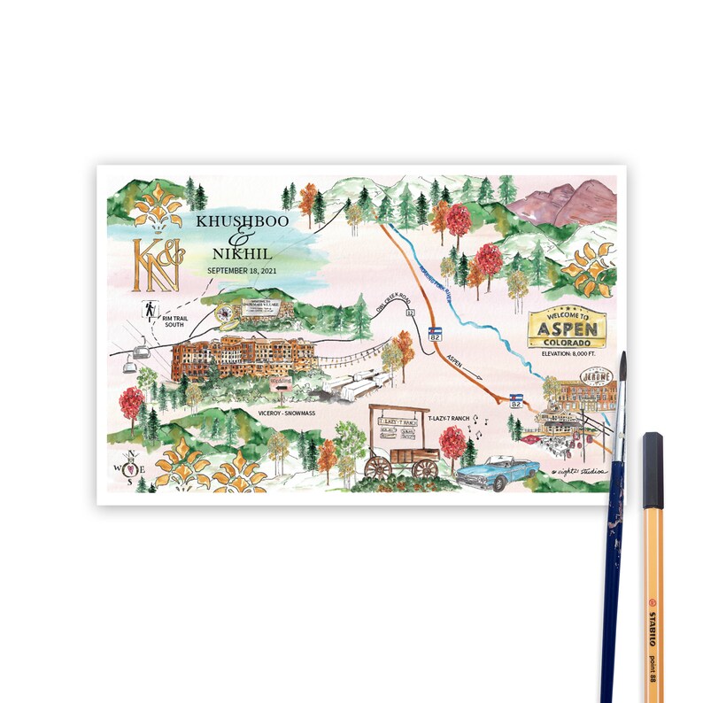 Invitation Map Insert Map Illustration Map Itinerary Etsy