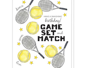 Tennis Gift for Women, Sports Themed Birthday Party, Happy Birthday Card for Tennis Player, Tennis Partner Gifts, Tennis Birthday Cards