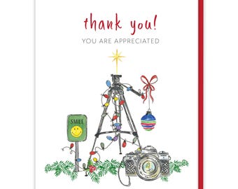 Photographer Thank You Card, Photo Appreciation Merry Christmas Card, Photographer Appreciation Gift, Thank You for Photographer Camera
