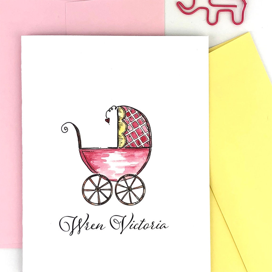 Baby Girl Thank You Cards Custom Baby Stationary Etsy