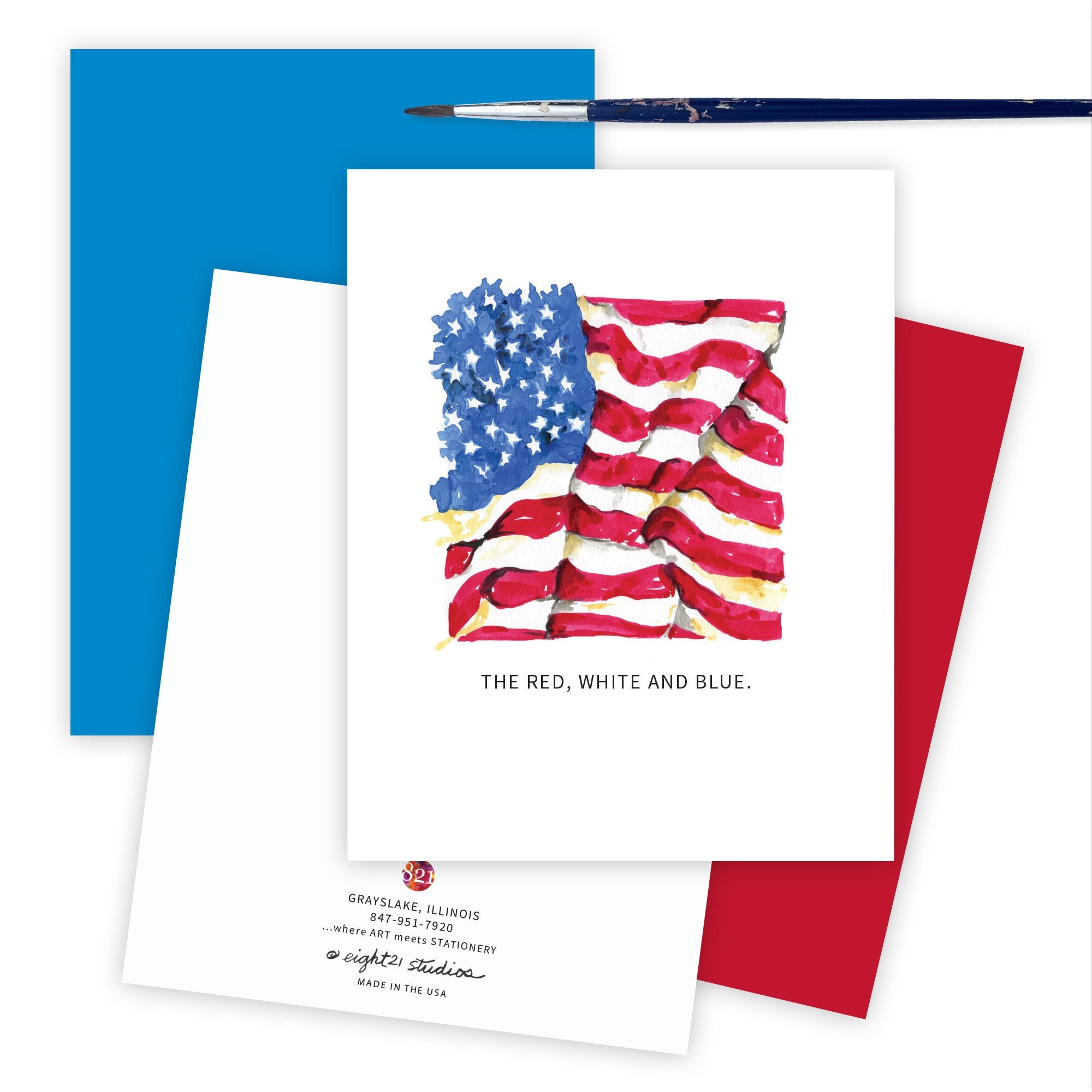Americana Flag Greeting Card Patriotic Note With Envelope - Etsy UK