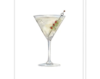 Dirty Martini Recipe Card, Stock the Bar Cocktail Recipe Cards, Housewarming Card for New Home, Signature Drink Recipe, Happy Birthday Cards