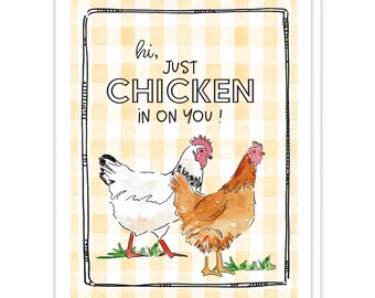 Farmhouse Chicken Lover Gifts, Thinking of You Cards, Homestead Lifestyle for Her, Card for Friend, Funny Checking in on You