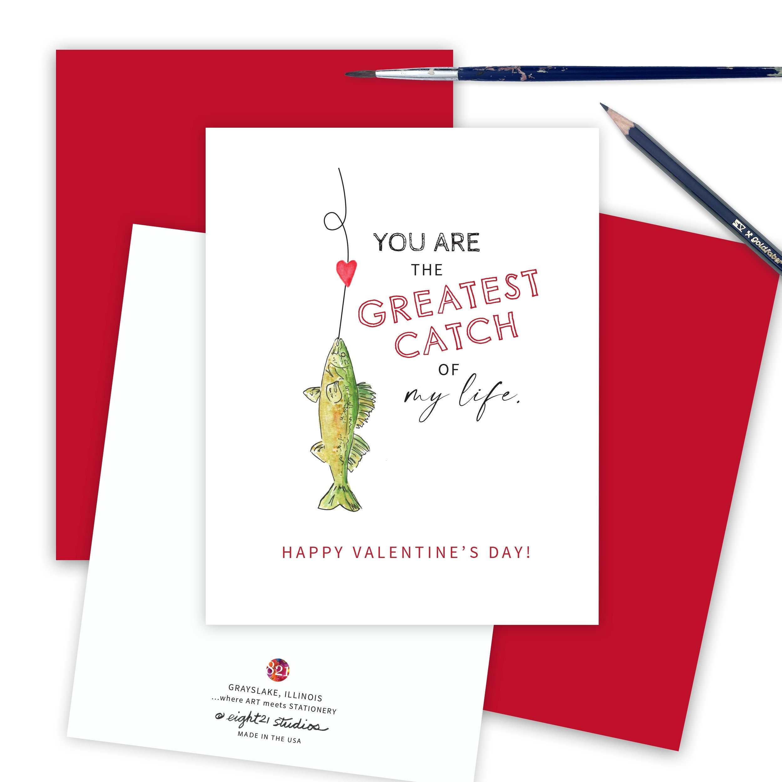 Valentine's Day Fishing Card for Him, Greatest Catch Greeting Card,  Fisherman Card for Husband, Outdoorsman Cards, Happy Valentine's Day 