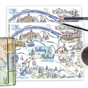 Wedding Itinerary, Welcome Bag Insert with Map, Watercolor Map for Wedding, Wedding Invitation Insert, Hand Drawn Maps, Destination Wedding