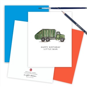 Garbage Truck Birthday Card for Him, Boys Truck Birthday Greeting Card ...