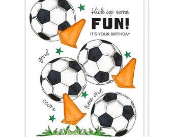 Soccer Themed Birthday Cards, Soccer Party Sports Cards, Soccer Mom Birthday, Soccer Birthday Gift, Sports Greeting Cards, Soccer Gifts Kids