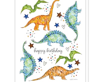Dinosaur Birthday Card for Boys, Kids Birthday Greeting Card, Dinosaur Card, Dino Birthday Gift, Boy Birthday Card, RAWR Dinosaur Card