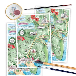 Personalized Wedding Maps, Watercolor Wedding Maps, Destination Map Illustration, Custom Wedding Maps, Hand Painted Guest Map, Map Insert