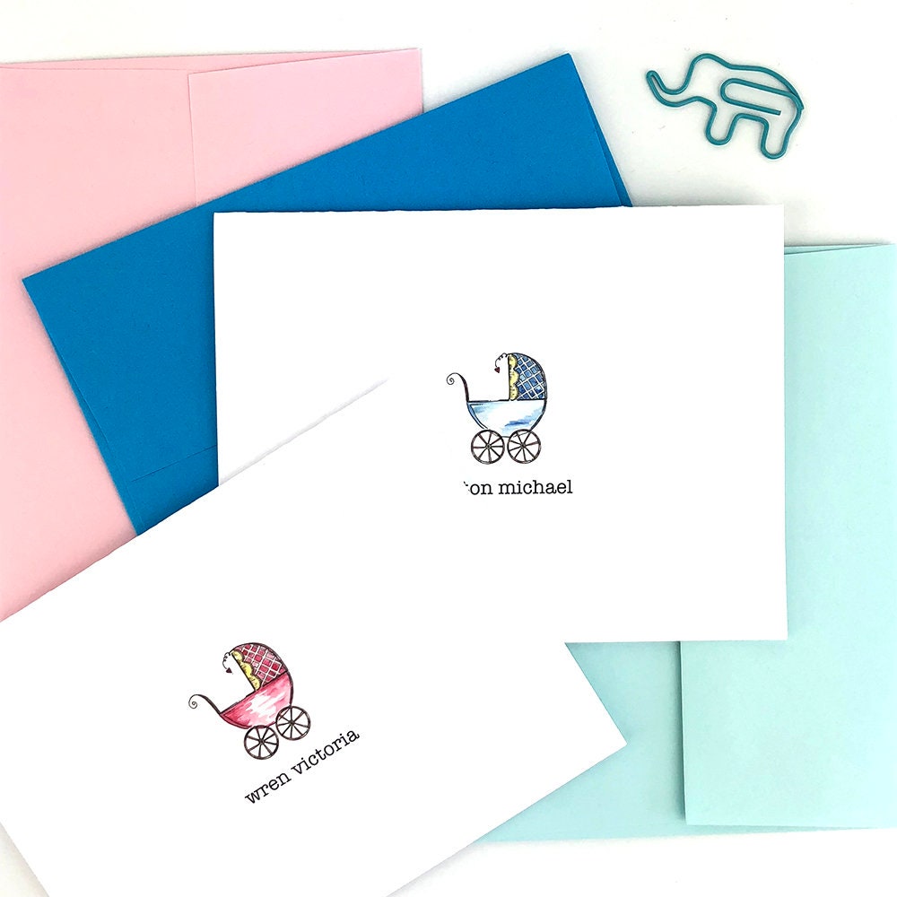 Baby Boy Announcement Thank You Notes Personalized Baby Boy Etsy