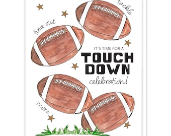 Flag Football Birthday Card, Sports Themed Birthday Party, Touchdown Football Bday Card, Happy Birthday Card for Football Player, Coach