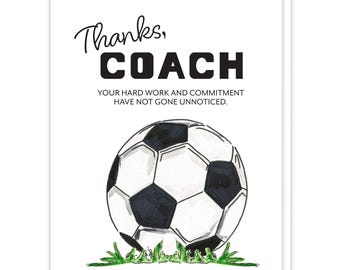 Soccer Themed Coach Cards, Soccer Party Sports Cards, Soccer Thank You Cards, Soccer Appreciation Gift, Sports Greeting Cards, Soccer Gifts