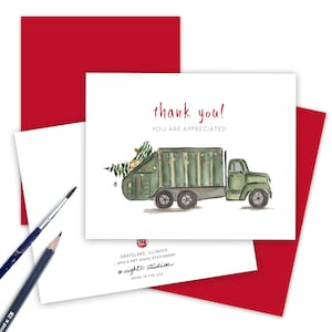 Garbage Truck Thank You, Service Appreciation Christmas Card, Thank You Appreciation Workers, Holiday Service Person Gift Thank You Card