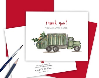 Garbage Truck Thank You, Service Appreciation Christmas Card, Thank You Appreciation Workers, Holiday Service Person Gift Thank You Card