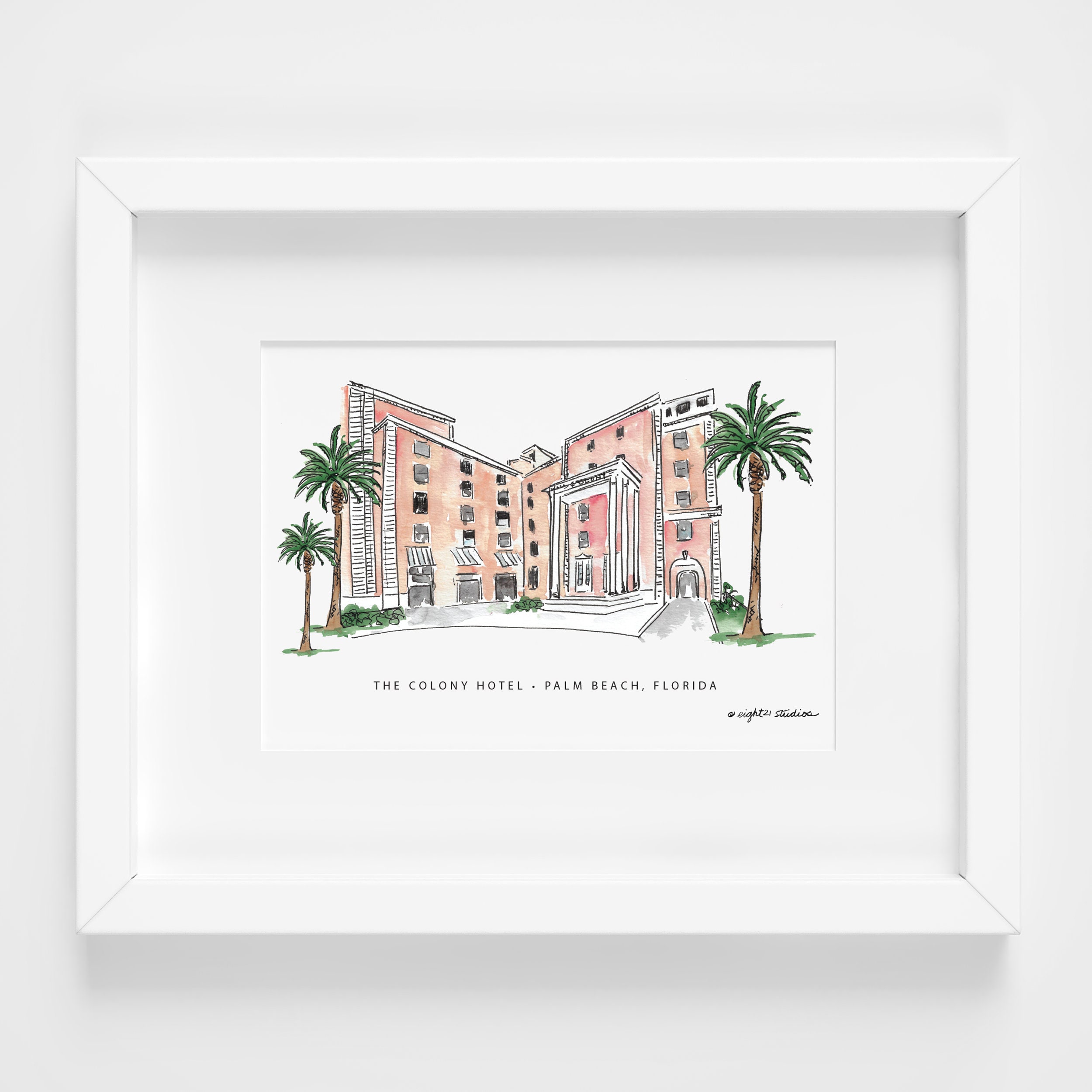 Palm Beach Print The Colony Hotel 7x5 Watercolor Art Prints Etsy