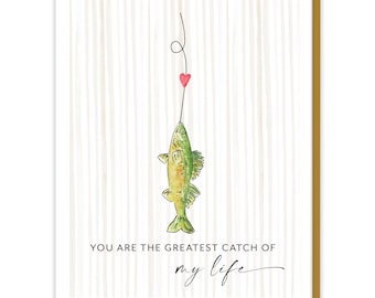 Father's Day Card for Dad, Fishing Birthday Card for Him, Fisherman Gift Birthday Greeting Card, Fisherman Happy Birthday Card for Husband