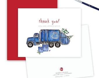 Recycle Truck Thank You, Service Recycling Christmas Card, Thank You Appreciation Workers, Holiday Service Person Gift Thank You Card