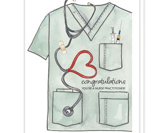 Congratulations Graduation Nurse Practitioner School, Master's Nursing Graduation Gifts, Scrubs Card, Medical Promotion Card for Him or Her