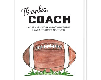 Flag Football Coach Card, Sports Themed Thank You Card, Touchdown Football Card, Appreciation Card for Football Coach, End of the Season