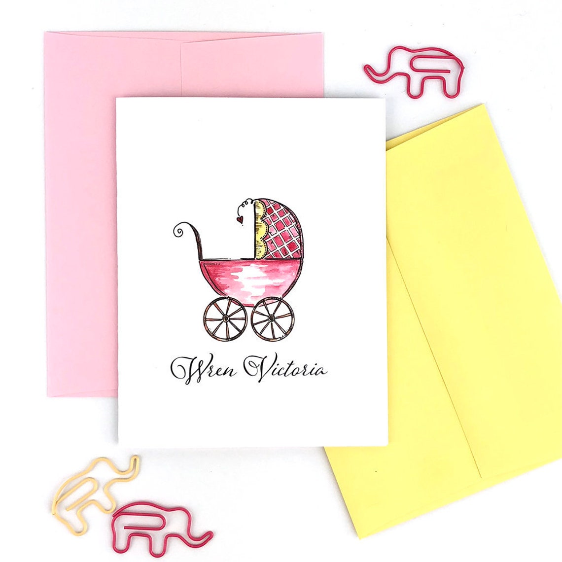 Baby Girl Thank You Cards Custom Baby Stationary Etsy