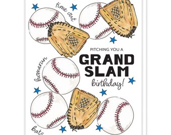 Sports Themed Birthday Party, Baseball Fan Gift, Happy Birthday Card for Baseball Player Gifts, Baseball Lover, Birthday Card for Kids