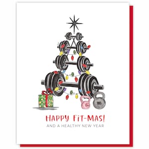 Funny Christmas Card for Personal Trainer, Gym Rat Holiday Card, Fitness Coach Thank You Card, Workout Buddy Christmas Gift Idea for Friend