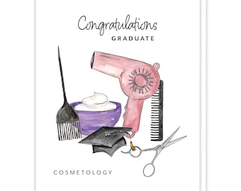 Cosmetology Graduation Gifts, Cosmetology Cards, Hair Dresser Graduation Card, Stylist Graduation Gifts for Her, Cosmetology School Gift