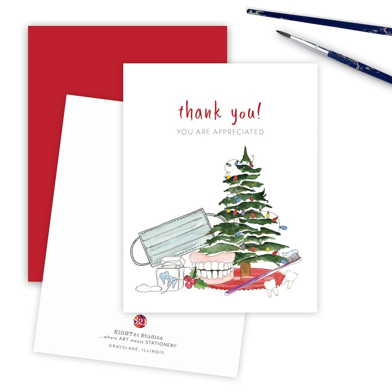 Dentist, Orthodontist or Dental Hygienist Christmas Card, Thank You Appreciation Worker, Holiday Gratitude Thank You for all You Do Holiday image 1
