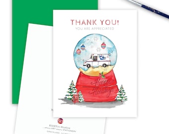 Mail Carrier Thank You, Service Appreciation Merry Christmas Card, Thank You Appreciation Worker, Holiday Postal Worker Gift Thank You Card