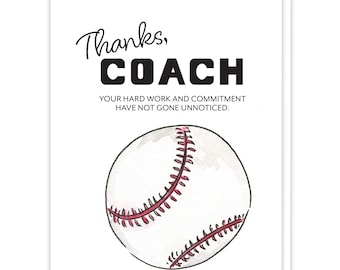 Card for Baseball Coach Thank You Card, Sports Themed End of Season Party, Baseball Coach Gift, Baseball Appreciation Card for Coaches