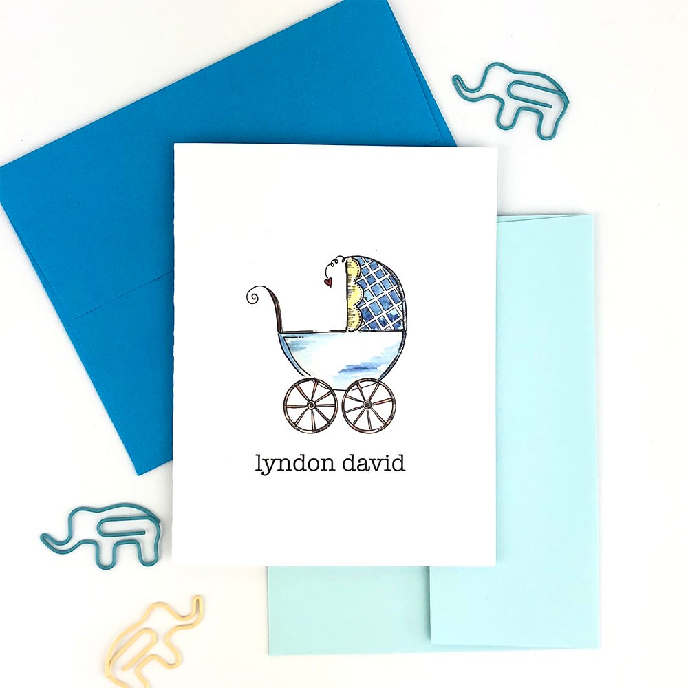 Baby Boy Thank You Cards Baby Boy Announcement Thank You Etsy