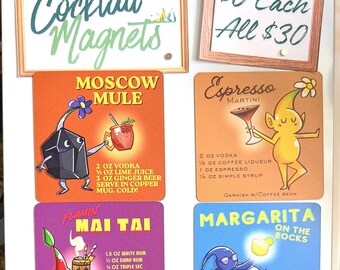 Pikmin Drink Recipe Fridge Magnets | Cocktail Recipes | Bartending | Gaming Novelty | Desk Accessories