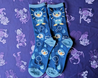 Knitted Piplup Sock | Gaming Anime Footwear Apparel Medium Unisex