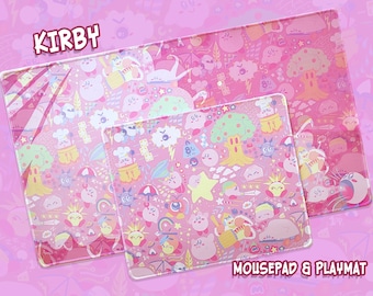 Kirby Mousepad and Playmat | Deskmat | Pink Kawaii- Office Desk Decoration