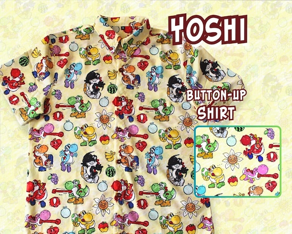 YOSHI Button up Shirt Sizes S-3X | Polyester | Nintendo, N64